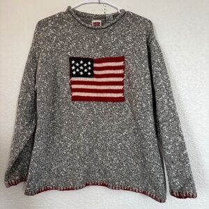 Vintage Marisa Canvas Cotton Wool Knit American Flag Sweater Sz L